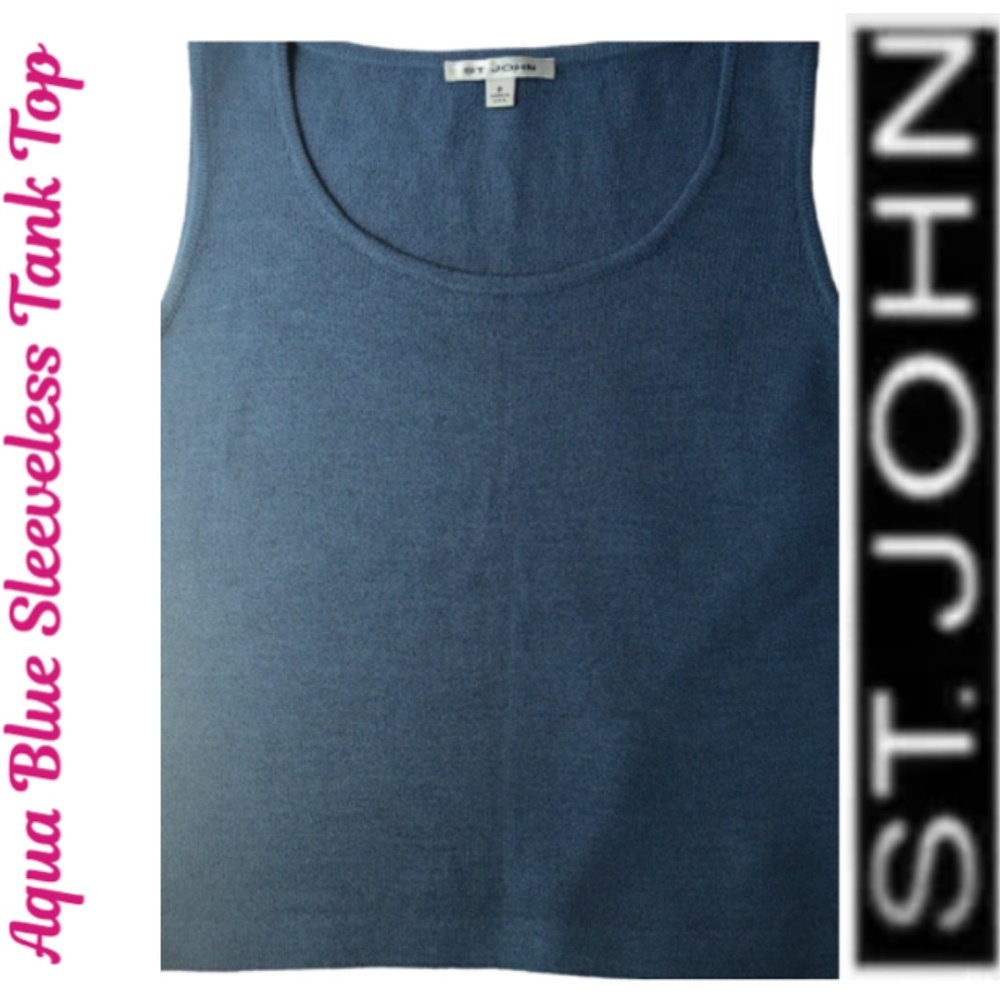 St. John Aqua Blue Sleeveless Tank Top